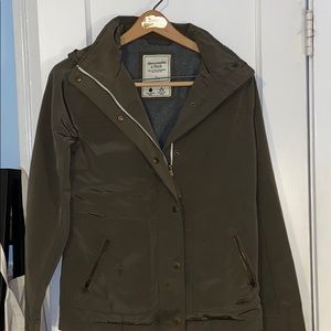 A&F water resistant olive green jacket